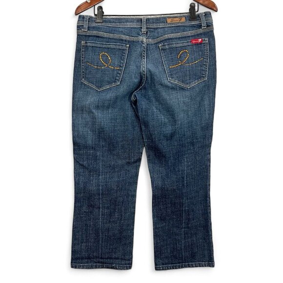 Seven7 Jeans Women 32 Blue Cropped Medium Wash Mid Rise Denim Cotton Casual - Picture 2 of 16